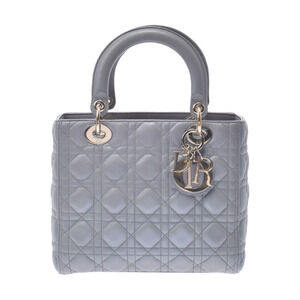 CHRISTIAN DIOR Lady Cannage Gray Calfskin Handbag